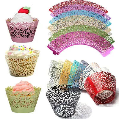 £3.48 • Buy Filigree Cupcake Wrapper Cases Vine Lace Wedding Birthday Cupcake Wrapper Cases