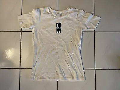 Vintage 1990s DKNY Jeans White Short Sleeve Logo T Shirt Large • $24.99