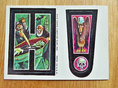 Topps Gum Monster Initials Stickers Letters H & ! Tan Back 1973 • $6.20