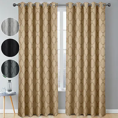 £14.99 • Buy Thermal Blackout Curtains Ready Made Eyelet Ring Top Window Drapes + Tie Backs
