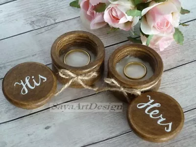 Wedding Ring Box Set. His Hers Wooden Ring Bearer. Bride And Groom Gift • $33