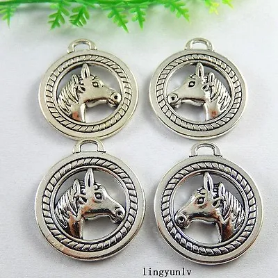 10pcs Vintage Silver Alloy Horse Head Charms Pendant Crafts Jewelry Making 51223 • $3.89