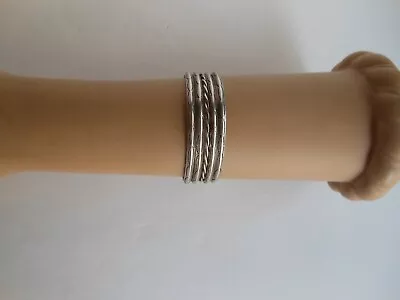 Vintage NAVAJO Sterling Stamped & Braided Wire Cuff Bracelet - 1.41 Oz • $89.95