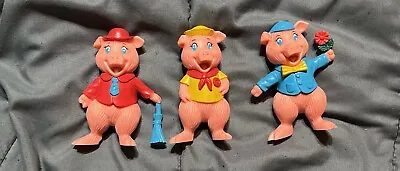 Lot Of 3 Three Little Pigs Solid PVC Figures By HG Toys 1988 • $20