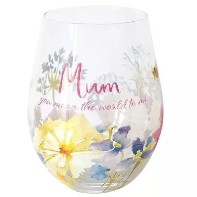 Mum Stemless Wine Glass Gin Cocktail Drink Tumbler Floral Mother's Day Gift • £9.49