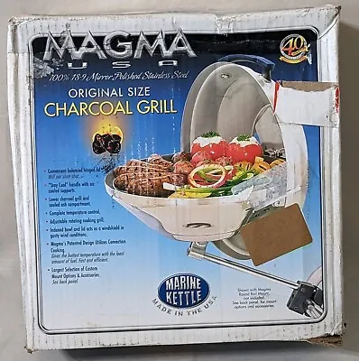 Magma 15  Marine Kettle Round SS Charcoal Grill A10-104 Adjustable W/ Hinged Lid • $150