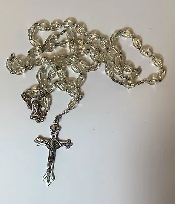 Vintage Religious Catholic Rosary Clear Beads Italy 786 • $19.95