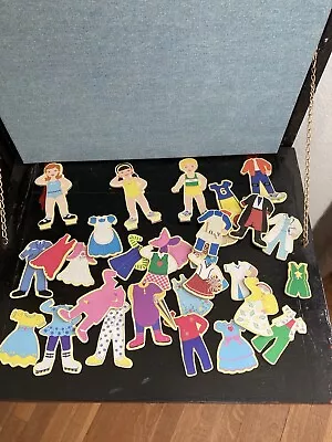 Wooden Doll Set Magnet Paper Dolls Betty - Ann - Peter 30 Piece Set No Stand • $9.86