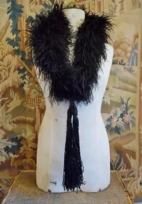 £140 • Buy Fabulous Antique French Ostrich Feather Boa With Silk Ribbon Tassels, C 1890