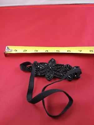  Vtg Retro Hair Headband Black Flower Goth Style *501-R • $14
