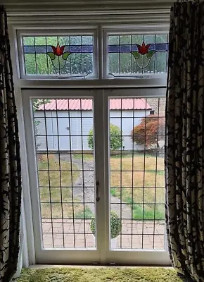 Stained Glass French Doors 1930s 1920s Wooden Timber Leaded External Edwardian • £549.90