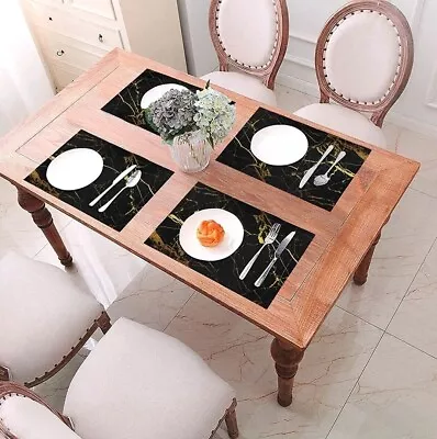 £15.81 • Buy Juval Marble Cork Granite Print Thick Cork 12  X 16  Square Placemats Black/Gold