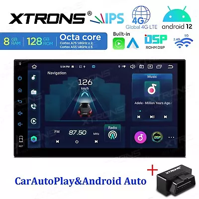 Double DIN 7  Android 12 Car Stereo 8-Core 8+128GB Radio GPS WiFi 4G LTE IPS+OBD • $299.99