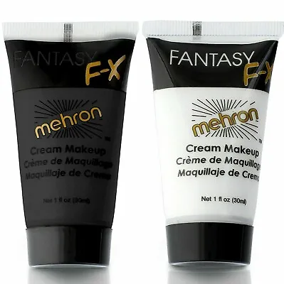 Mehron Makeup Fantasy F/X Water Based Face/Body Paint Black/ White-FFX Tubes Set • $12.45