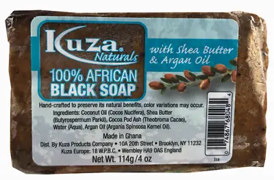 KUZA 100% AFRICAN BLACK SOAP WITH SHEA BUTTER AND ARGAN OIL 4oz • $9.95