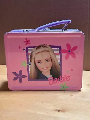 Vintage Barbie Pink Flower Tin Lunch Box 1998  • $8.25