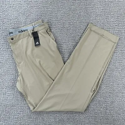 Adidas Pants 44 X 38 Khaki Elastic Waist High Rise Pockets Stretch Golf NWT Mens • $44.79