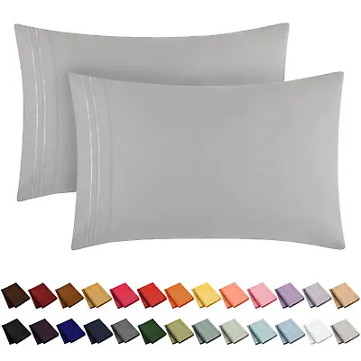 Mellanni Pillow Cases Set Of 2 Iconic Collection Microfiber Pillowcases • $17.97