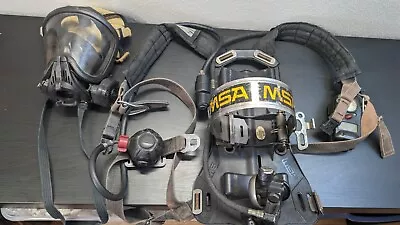 MSA AIR Pack Pak HARNESS FIREFIGHTER SCBA SELF CONTAINED BREATHING With Mask • $139.99