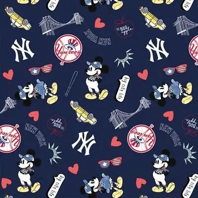 Fabric Traditions Disney MLB Mash-Up New York Yankees Cotton Fabric By The Yard • $19.95