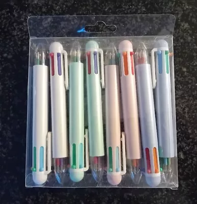 8pcs 6 In 1 Multicolour Ballpoint Pen 0.5mm Six Color Retractable Office School • £6.99