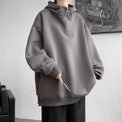 Fashion Men Top Sweatshirt Hooded Shirt Half Zip Hoodie Turtleneck Sportswear • $25.63