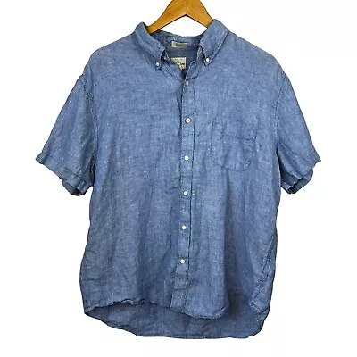 J.Crew Men's Chambray Blue Short-sleeve Baird McNutt Irish Linen Shirt XL • $24.99