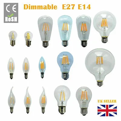 £1.99 • Buy Dimmable E14 E27 B22 2/4/6/8W 12W Edison Retro Filament Light Lamp LED Bulb