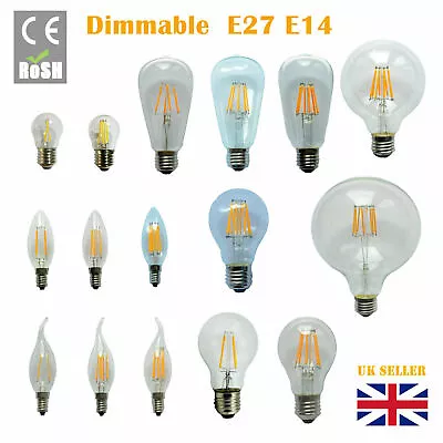 Dimmable E14 E27 B22 2/4/6/8W 12W Edison Retro Filament Light Lamp LED Bulb • £4.49