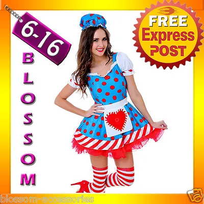J95 Ladies Sexy Rag Doll Raggedy Anne Fancy Dress Halloween Costume Outfit + Hat • £16.14