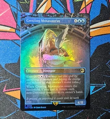 Cresting Mosasaurus NM Borderless Foil MTG Jurassic World REX Unplayed Magic • $9.99