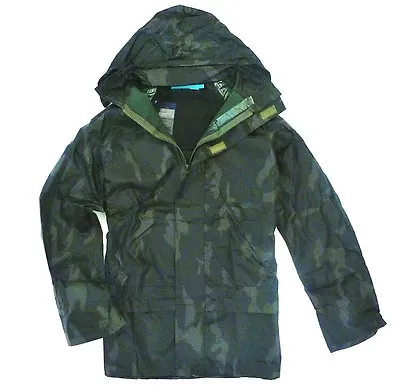 LADIES GREEN CAMO WATERPROOF WINDPROOF JACKET Hiking Kagool Coat Womens 8-24 • £14.50