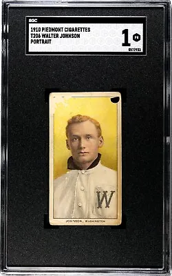 1910 Piedmont T206 Walter Johnson Portrait SGC 1 SN:0572933 #172 • $1709.05