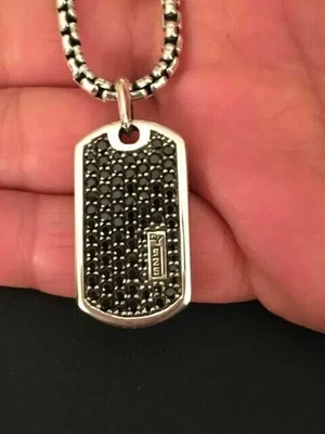 $127.49 • Buy 2Ct Round Cut Black Spinel Simulated Mens Dog Tag Pendant 14k White Gold Plated