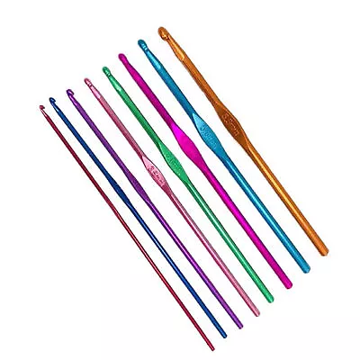 8Pcs 2-5.5mm Different Size Colored Aluminum Crochet Hooks Needles Set Tools 29 • $7.55