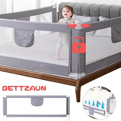 98cm Height Adjustable Folding Bed Rails Kids Safe Toddler Fence Fall Prevention • £14.49