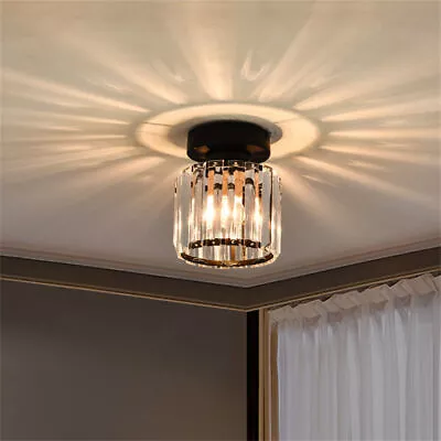 Crystal LED Ceiling Lights Modern Square Chrome Lamp Fitting Pendant Chandelier • £16.99