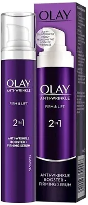 OLAY ANTI-WRINKLE FIRM & LIFT 2 IN 1 BOOSTER AND FIRMING SERUM 50ML New • £13.99