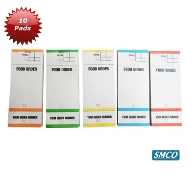 10 FOOD ORDER PADS 100 Numbered Sheets COLOUR Bar Restaurant Waiter Book BF84 • £9.77