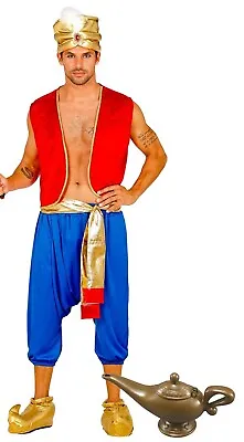 Mens Sultan Aladdin Adults Arabian Nights Genie Adult Party Fancy Dress Costume • £29.95