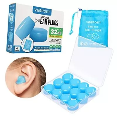 Ear Plugs For Sleeping -  Reusable Moldable Silicone Earplugs Noise Cancelling  • $18.59