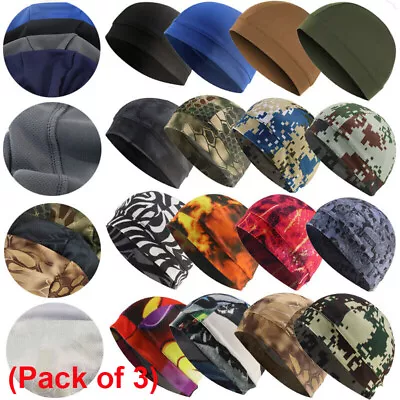 3x Moisture Sweat Wicking Cooling Biker Dome Skull Caps Breathable Beanie Hats Y • $11.99