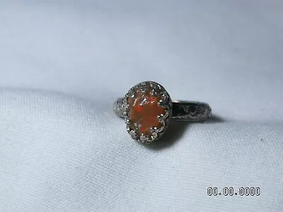 ...Vintage/Antique Sterling Silver Natural Smoldering Red Fire Opal Nugget Ring • $48