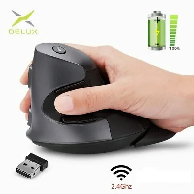 Delux M618G GX Rechargeable Wireless 2.4G Ergonomic Vertical Mouse Carpal Tunnel • $25.99