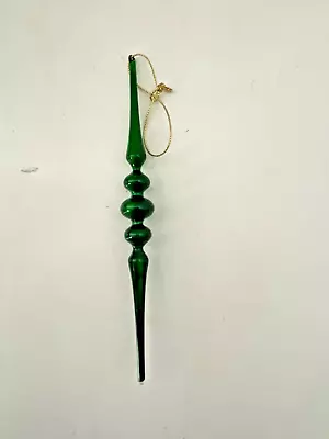 Dark Green Glass Christmas Ornament Window Hanger  Finial  6.75  VINTAGE • $12