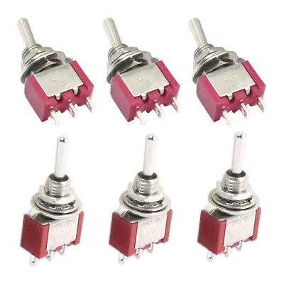 SPDT ON-OFF-ON 3 Position Momentary Electric Toggle Switch AC 120V 5A Red 6pcs • $12.55