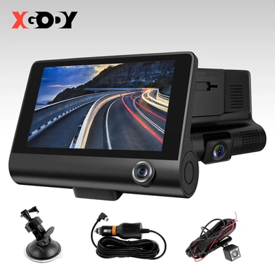 $41.60 • Buy Three Channel Car Dash Cam Front Cabin Rear Night Vision 1080P 4'' Video Record