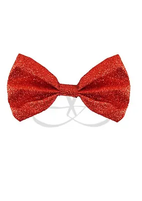 Red Bow Tie Glitter Sparkly Adjustable Dickie Dicky Dance Party Fancy Dress Gift • £3.09