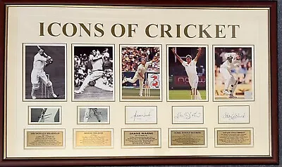 $1990 • Buy Shane Warne SIGNED + Bradman + Miller +McGrath +Gilchrist Australian Cricket COA