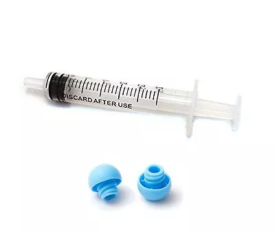 3ml SLIP Luer Syringes With Caps - 50 White Syringes 50 BLUE Caps (No Needles) • $21.59